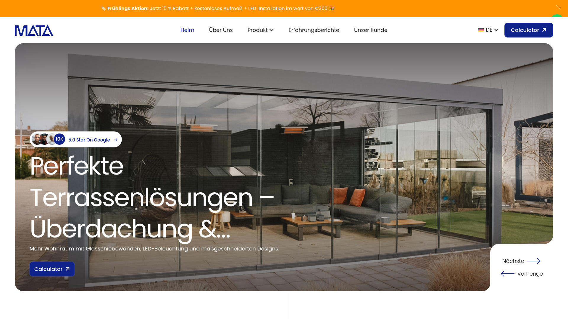Website van MATA Veranda gebouwd door CCQ Media