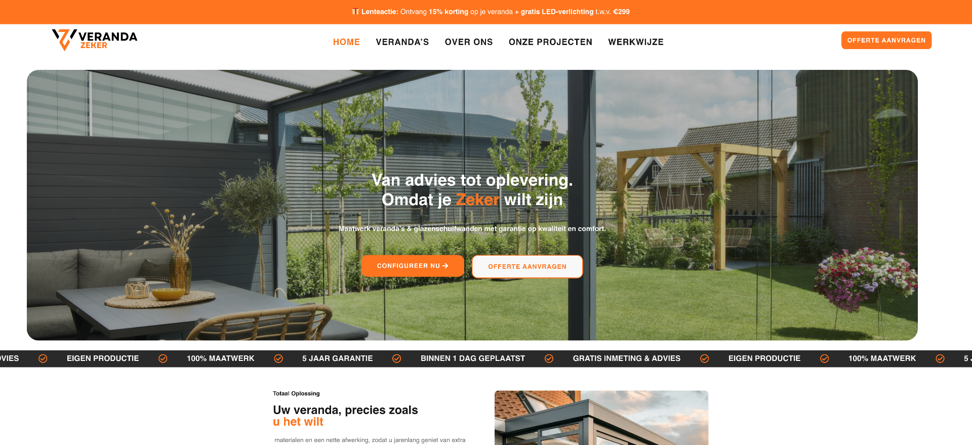 Website van Veranda Zeker gebouwd door CCQ Media